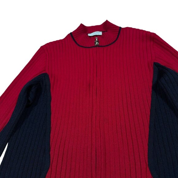 St. John Sport By Marie Red Black Knit Full Zip Y2K Sport Women's Size M-L - Picture 4 of 13